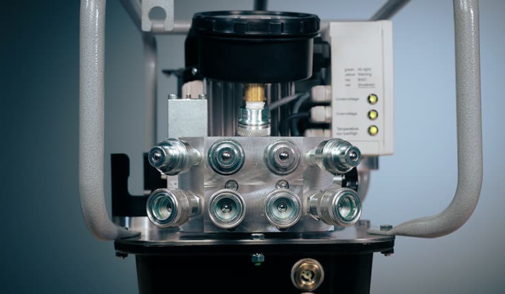 The 4-port configuration of the HY-Series Electric Hydraulic Pumps